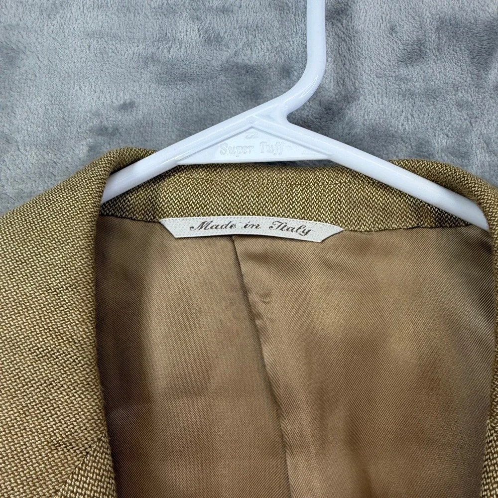 Canali Mens 3 Button Blazer Sport Coat Size 52 L Tan Bamboo Rayon Saks Fifth Ave